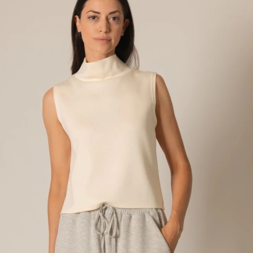 P. CILL Ryann Scuba Cowl Neck Sleeveless Top